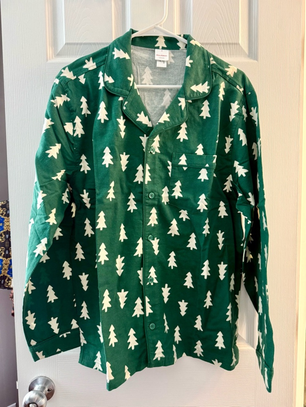 Hanna Andersson Green and White Tree Print Pajama Top Size M
